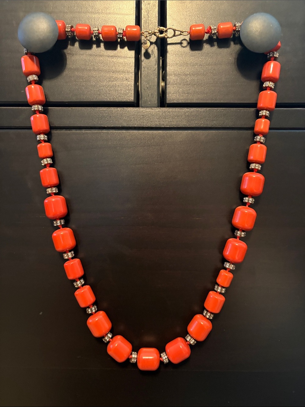 J. Crew Chunky Orange Bead Necklace with Gold Accents